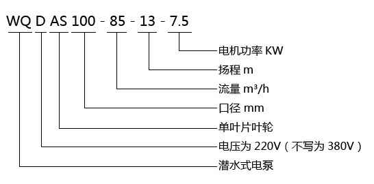 QWAS无堵塞切割排污泵型号意义